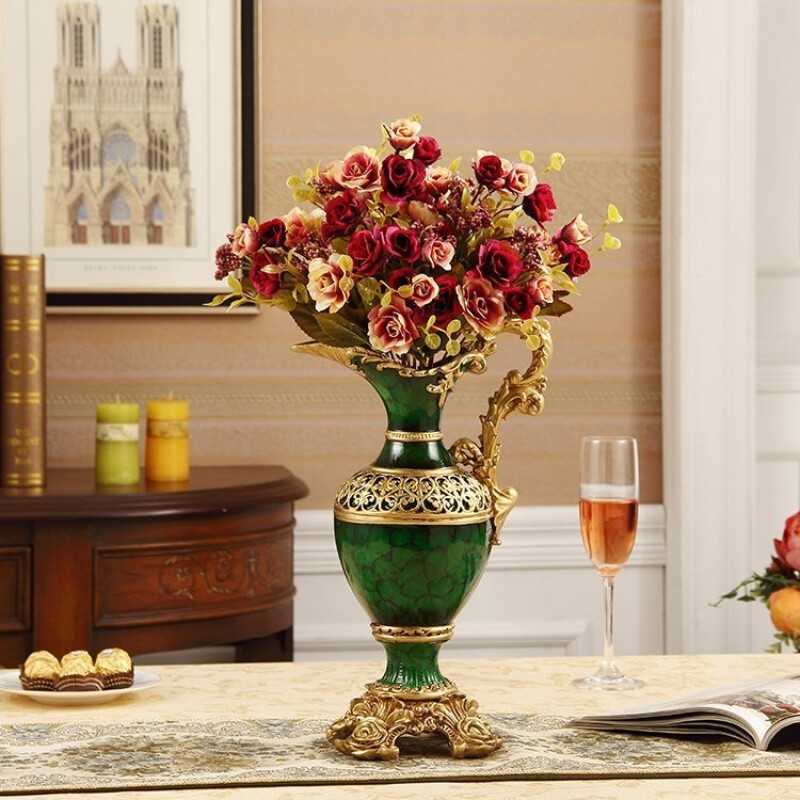 金色华廷古典花瓶 美式欧式家装电视柜摆时尚家居工艺品摆件礼品 紫罗兰