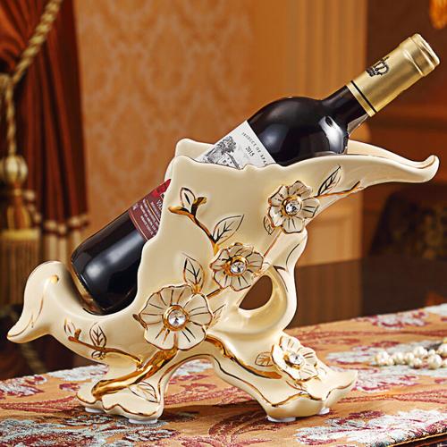 欧式红葡萄酒瓶架子创意摆件欧式酒柜装饰客厅陶瓷工艺品结婚礼物
